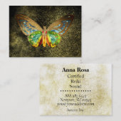 Carte De Visite ** Aquarelle or doré Parties scintillant papillon  (Devant / Derrière)