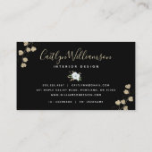 Carte De Visite Aquarelle or Floral élégant Script noir moderne (Dos)