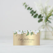 Carte De Visite Aquarelle or Floral élégant Script noir moderne (Debout devant)