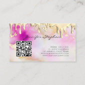 Carte De Visite Aquarelle or polonais Splash Drift Nails QR Code (Dos)