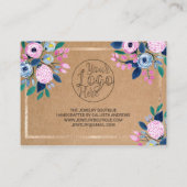 Carte De Visite Aquarelle or rose Floral Merci client (Dos)