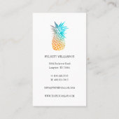 Carte De Visite Aquarelle orange et bleu Fruit d'ananas tropical (Dos)