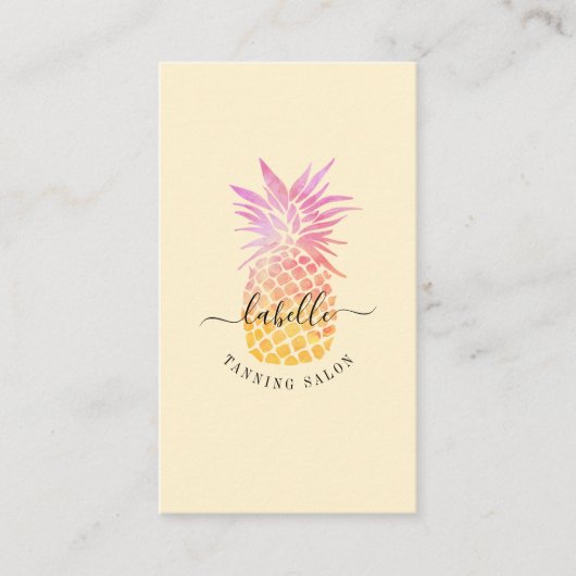 Carte De Visite Aquarelle orange et rose Fruit d'ananas tropical (Devant)