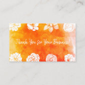 Carte De Visite Aquarelle Orange Fleurs | Merci (Devant)