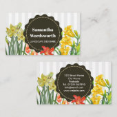 Carte De Visite Aquarelle Orange Jaune Fleurs de printemps (Devant / Derrière)