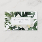 Carte De Visite Aquarelle Orchidées tropicales Monstera Vert  (Devant)