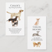 Carte De Visite Aquarelle Pack Chien Walker Pot (Devant / Derrière)