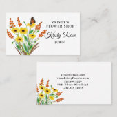 Carte De Visite Aquarelle Papillon jaune orange (Devant / Derrière)