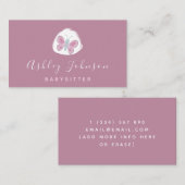 Carte De Visite Aquarelle Papillon jolie rose Babysitter Simple (Devant / Derrière)