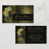 Carte De Visite *~* Aquarelle Parties scintillant or Papillon doré (Devant / Derrière)