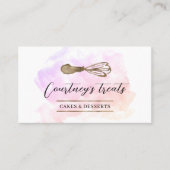Carte De Visite Aquarelle Parties scintillant or Whisk Bakery Chef (Devant)