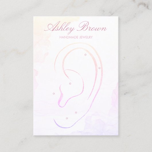 Carte De Visite Aquarelle Pastel Bijoux artisanaux Écran d'oreille (Devant)