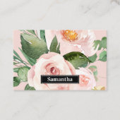 Carte De Visite Aquarelle Pastel Pink moderne Fleurs & Nom (Devant)