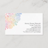 Carte De Visite *~* Aquarelle Pastel Rainbow Mandala Spirituel (Dos)