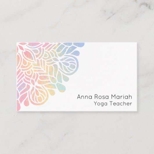 Carte De Visite *~* Aquarelle Pastel Rainbow Mandala Spirituel (Devant)