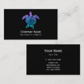 Carte De Visite Aquarelle Pastel Tie Dye Spirale Tortue de mer (Devant / Derrière)
