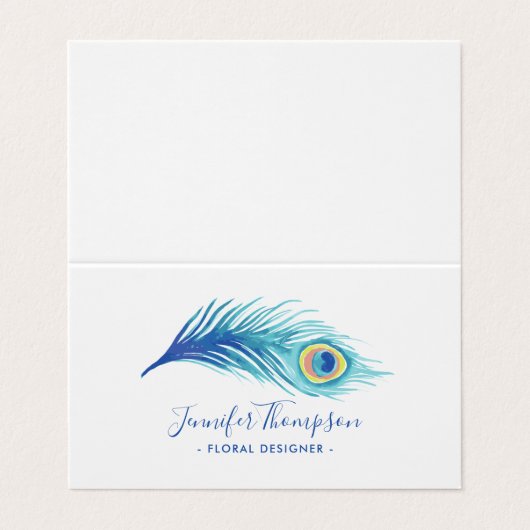 Carte De Visite Aquarelle Peacock Feather (Extérieur déplié)