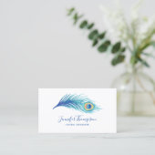 Carte De Visite Aquarelle Peacock Feather (Debout devant)