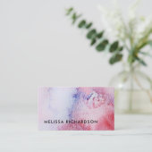 Carte De Visite Aquarelle peinte à la main bleu rose éclaboussure (Debout devant)