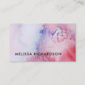 Carte De Visite Aquarelle peinte à la main bleu rose éclaboussure (Devant)