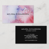 Carte De Visite Aquarelle peinte à la main rousse rose (Devant / Derrière)