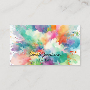 Carte De Visite Aquarelle Peinture Explosion Couleur arc-en-ciel