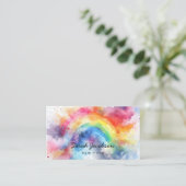 Carte De Visite Aquarelle Peinture Explosion Couleur arc-en-ciel (Debout devant)
