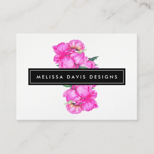 Carte De Visite Aquarelle Peonies Bunch Floral Designer (Devant)