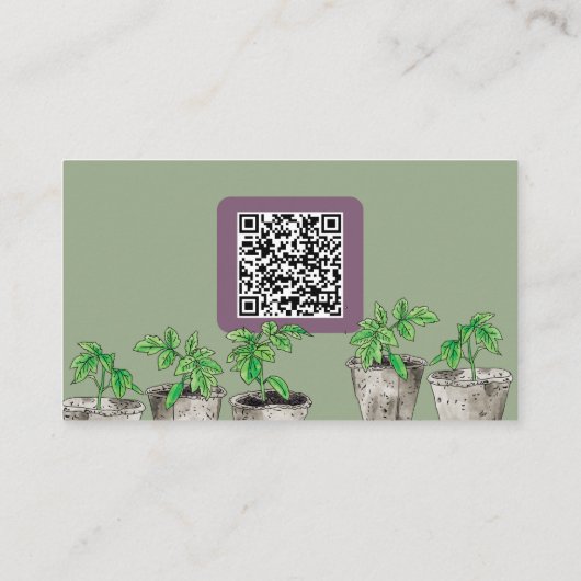 Carte De Visite Aquarelle Pépinière en vert pointillé (Dos)