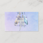 Carte De Visite Aquarelle perles et plumes sur fond violet (Dos)