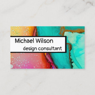 Carte De Visite aquarelle personnalisée design rose turquoise oran