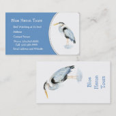 Carte De Visite Aquarelle personnalisée Oiseau de grand héron bleu (Devant / Derrière)