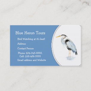 Carte De Visite Aquarelle personnalisée Oiseau de grand héron bleu
