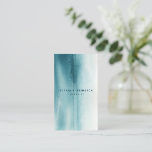 Carte De Visite Aquarelle personnalisée QR Code Scannable Thérapeu (Debout devant)