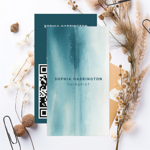 Carte De Visite Aquarelle personnalisée QR Code Scannable Thérapeu