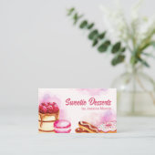 Carte De Visite Aquarelle Pink Professional Pâtisserie (Debout devant)