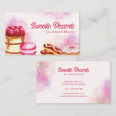Carte De Visite Aquarelle Pink Professional Pâtisserie (Devant / Derrière)
