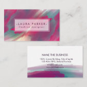 Carte De Visite Aquarelle Pink Splatter Artiste de maquillage Abst (Devant / Derrière)