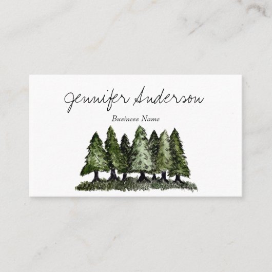Carte De Visite Aquarelle Pins de Woodland (Devant)