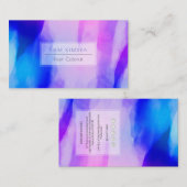 Carte De Visite Aquarelle PixDezines Vagues modernes, Bleu+Violet (Devant / Derrière)