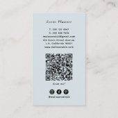 Carte De Visite Aquarelle Plage Palmier Tropical Bleu Code QR (Dos)
