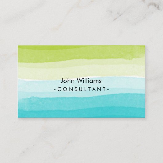 Carte De Visite Aquarelle Plage Turquoise Abstraite moderne (Devant)