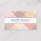 Carte De Visite Aquarelle Plaid Crème rose Mauve gris jaune (Devant)