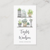 Carte De Visite Aquarelle Poted Houplant Script de signature (Devant)