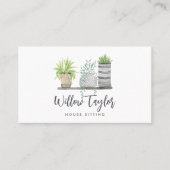 Carte De Visite Aquarelle Poted Houplant Script de signature (Devant)