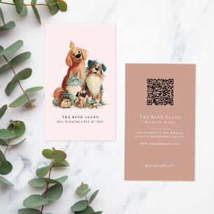 Carte de visite aquarelle pour promeneur de chiens