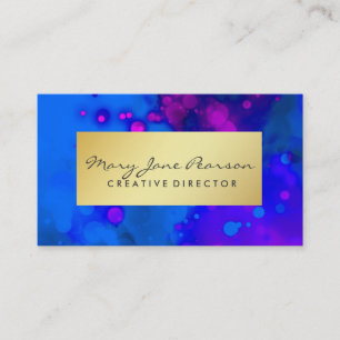 Carte De Visite Aquarelle pourpre bleue Luxe d'or élégant