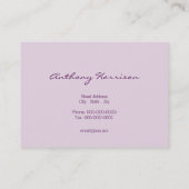 Carte De Visite Aquarelle pourpre élégante (Dos)