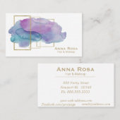 Carte De Visite Aquarelle pourpre magenta chic d'or géométrique de (Devant / Derrière)