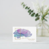 Carte De Visite Aquarelle pourpre magenta géométrique chic d'or de (Debout devant)